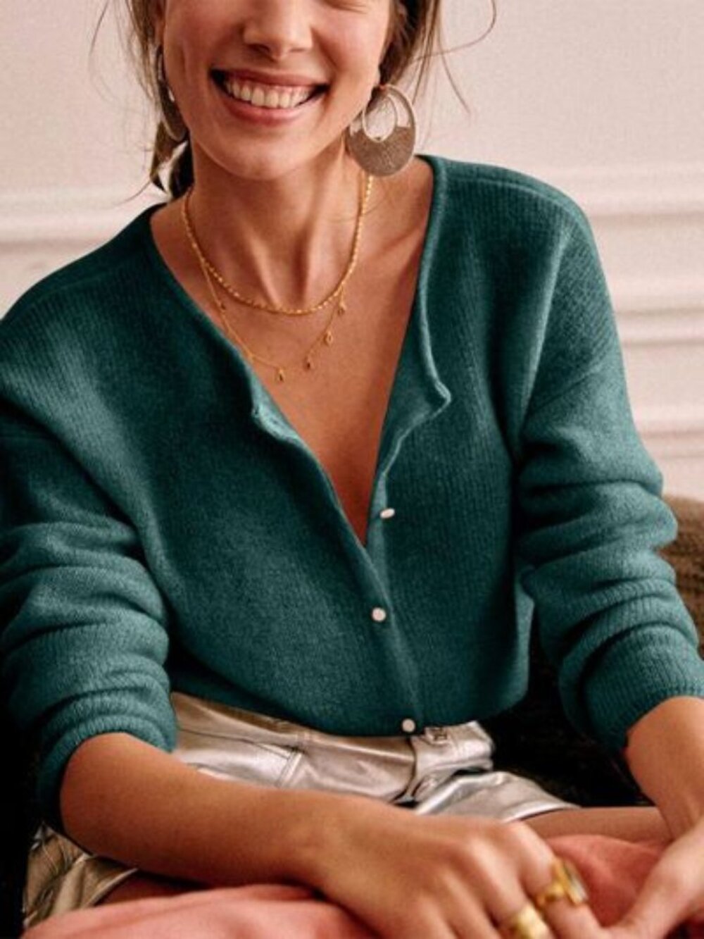 Sezane Gaspard Cardigan Sweater Sage Green Size Small Mohair Alpaca - Picture 7 of 17